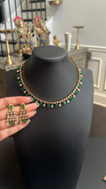 Emerald Green CZ Statement Necklace Set with Matching Earrings