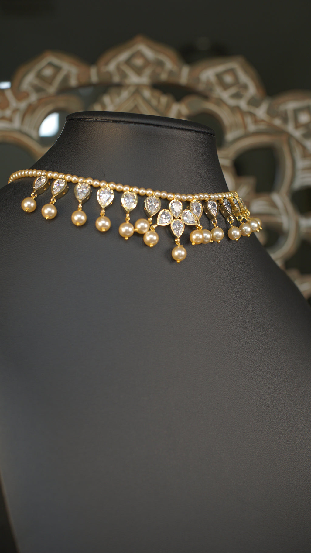 Elegant Polki Kundan Pearl Drop Necklace