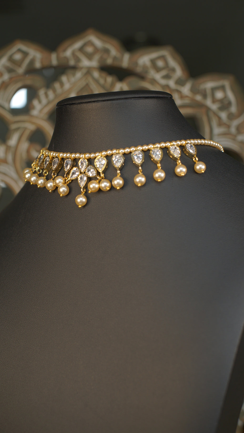 Elegant Polki Kundan Pearl Drop Necklace