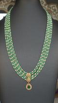 Multi Layer Green Beaded Polki Kundan Necklace Set