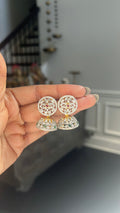 CZ Floral Dome Jhumka Stud Earrings