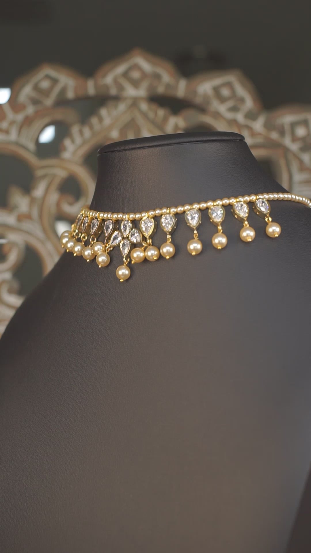 Elegant Polki Kundan Pearl Drop Necklace