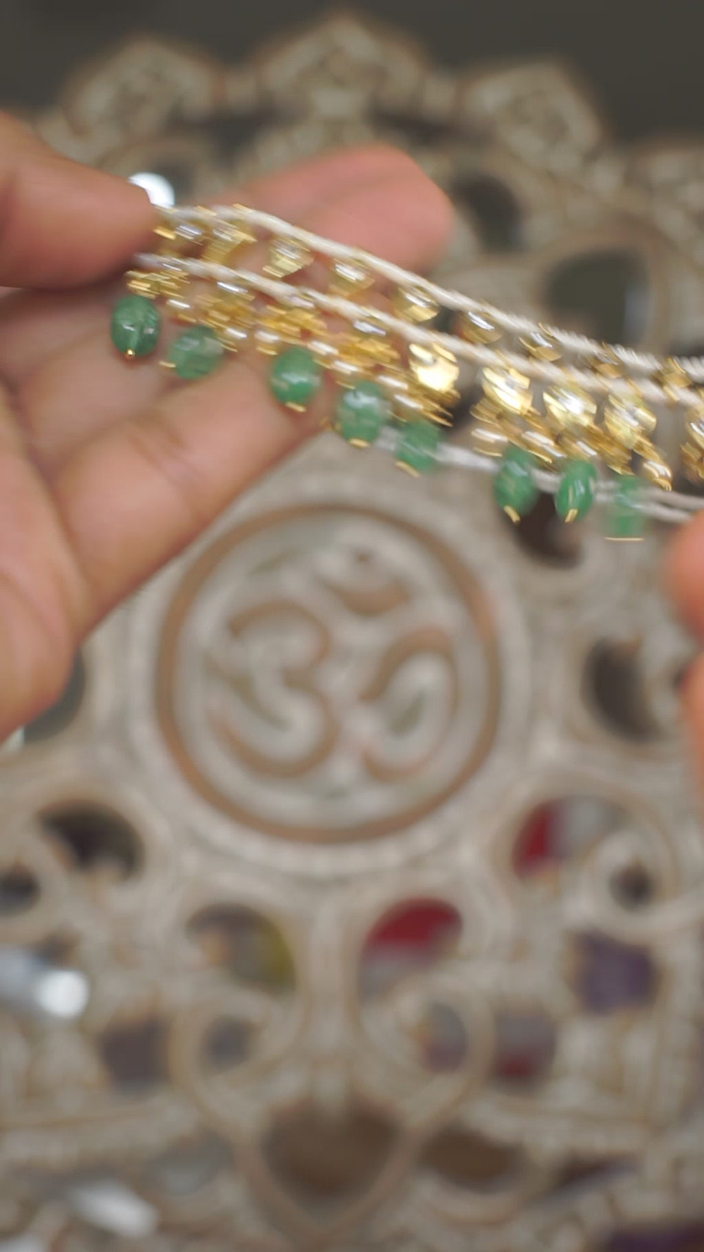 Layered Polki Choker with Emerald Green Bead Drops